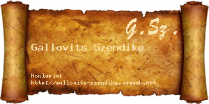 Gallovits Szendike névjegykártya